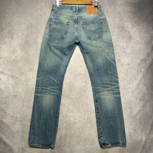 Levis Men 501 Original Fit Blue Jeans size 30x32 Distressed Destroyed Light Wash